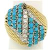 Image 1 : Hand Made 18k TT Gold 2.60 ctw Turquoise & Diamond Dome Cocktail Ring