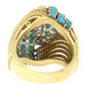 Image 7 : Hand Made 18k TT Gold 2.60 ctw Turquoise & Diamond Dome Cocktail Ring