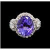 Image 2 : 14KT White Gold 6.14 ctw Tanzanite and Diamond Ring