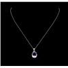 Image 1 : Crayola 7.90 ctw Pink Amethyst Pendant With Chain - 14K White Gold