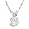 Image 1 : 14k White Gold 0.55 ctw Round F SI1 Diamond Solitaire Pendant w/ Cable Chain