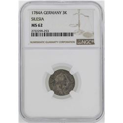 1784-A Germany Silesia 3 Krezuer Coin NGC MS62