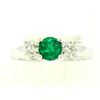 14k White Gold GIA Emerald & Diamond 3 Stone 1.50 ctw Engagement Right Hand Ring