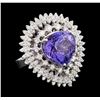 10.46 ctw Tanzanite and Diamond Ring - 14KT White Gold