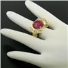 Image 3 : 18K Yellow Gold 6.54 ctw Oval Pink Tourmaline & Round Diamond Cocktail Ring