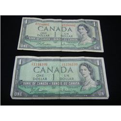 (2) 1954 Ottawa Bank of Canada One Dollar Notes