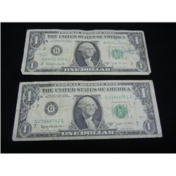 (2) 1963 B Barr Federal Reserve One Dollar Notes
