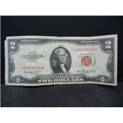 1953 Red Seal Star Two Dollar Note, Low Serial Number