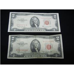 1953 B and C  Red Seal Two Dollar Note, (2) Total