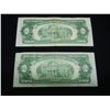 Image 5 : (2) 1953 Red Seal Two Dollar Notes, One With Low Serial Number