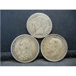 1889 Six Pence, 1915 Six Pence, 1899 Fifty Cn, All Foreign Coins