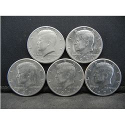 (5) 1971 Kennedy Half Dollars, Some Mint Marks
