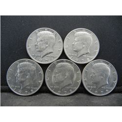 (5) 1972 Kennedy Half Dollars, Some Mint Marks