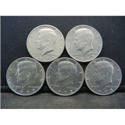 (5) 1972 Kennedy Half Dollars, Some Mint Marks