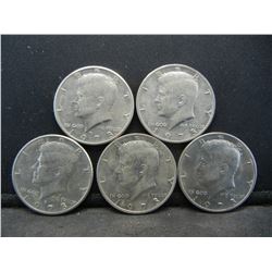 (5) 1973 Kennedy Half Dollars, Some Mint Marks