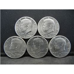 (5) 1971 Kennedy Half Dollars, Some Mint Marks