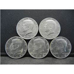 (5) 1972 Kennedy Half Dollars, Some Mint Marks