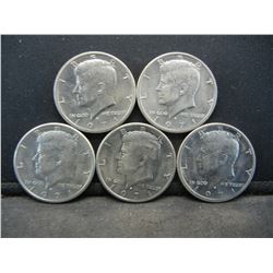 (5) 1971 Kennedy Half Dollars, Some Mint Marks