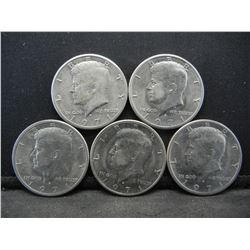 (5) 1971 Kennedy Half Dollars, Some Mint Marks