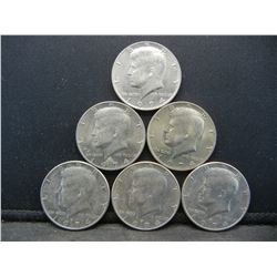 (6) 1974 Kennedy Half Dollars, Some Mint Marks