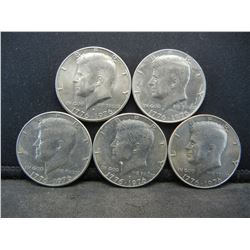 (5) 1976 Bicentennial Kennedy Half Dollars, Some Mint Marks