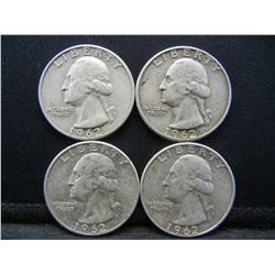 (4) 1962 Washington Quarters