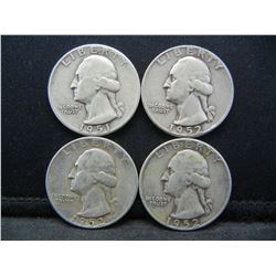 (3) 1952, (1) 1951 Washington Quarters