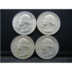 (4) 1964 Washington Quarters