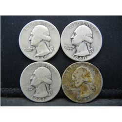 (2) 1940, (2) 1941 Washington Quarters