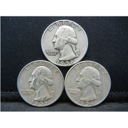 1954, 55, 58 Washington Quarters