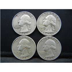 (4) 1964 Washington Quarters