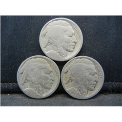 (3) No Date Buffalo Nickels
