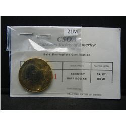 CLAD 1984 Gold Electroplated Kennedy Half Dollar With COA CLAD
