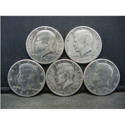 (5) 1971 Kennedy Half Dollars, Some Mint Marks