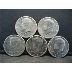 (5) 1971 Kennedy Half Dollars, Some Mint Marks