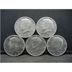 (5) 1972 Kennedy Half Dollars, Some Mint Marks