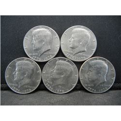 (5) 1976 Bicentennial Kennedy Half Dollars, Some Mint Marks