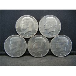 (5) 1974 Kennedy Half Dollars, Some Mint Marks