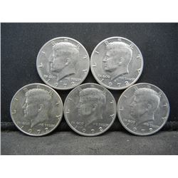 (5) 1972 Kennedy Half Dollars, Some Mint Marks