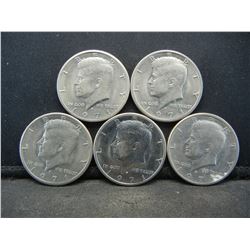 (5) 1971 Kennedy Half Dollars, Some Mint Marks