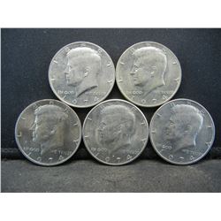 (5) 1974 Kennedy Half Dollars, Some Mint Marks