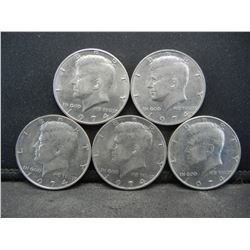 (5) 1974 Kennedy Half Dollars, Some Mint Marks