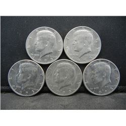 (5) 1973 Kennedy Half Dollars, Some Mint Marks