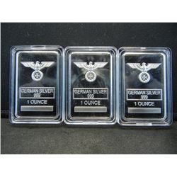 CLAD (3) SILVER GERMAN ART BARS ONE OUNCE CLAD