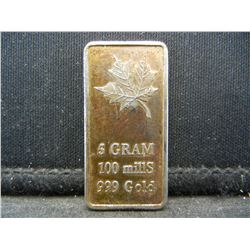 5 Grams 100 Mills .999 Gold Maple Leaf