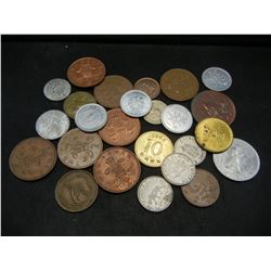 Lot of (25) foreign Coins and Tokens