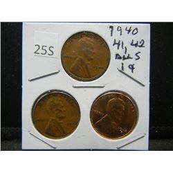 1940 S, 41 S, 42 S Wheat Cents