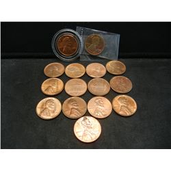Lot of (14) Wheat Cents, Mixed Dates