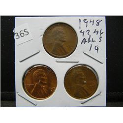 1946 S, 47 S, 48 S Wheat Cents