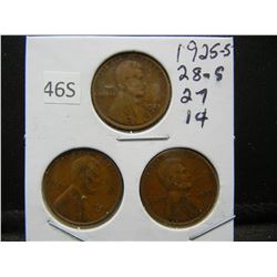 1925 S, 27, 28 S Wheat Cents